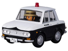 <p><strong>PRE-ORDER: Expected to ship in July 2027.</strong></p>
<p>Recreate the charming vehicles of <em>Lupin III: The Castle of Cagliostro</em> with the Q VILLAGE QV-09 Nissan Bluebird Patrol Car from Takara Tomy!</p>
<p>Q VILLAGE combines cute, stylized proportions with recognizable vehicle details for a compact display collectible. This set includes the Nissan Bluebird Patrol Car and a character mini figure that can be seated inside the vehicle.</p>
<p><strong>Product Features:</strong></p>
<ul>
<li>B