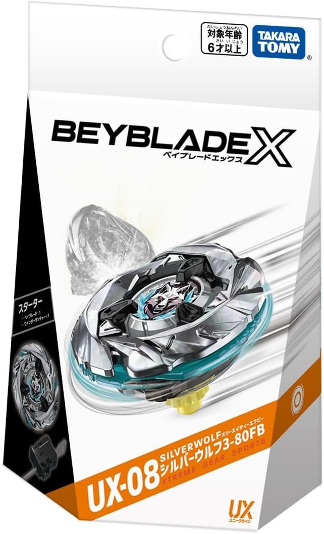<p>Unleash a powerful new Bey into your collection with the <strong>Takara Tomy Beyblade X UX-08 Silver Wolf 3-80FB Starter Set</strong>!</p>

<p>This official Japanese Beyblade X release features <strong>Silver Wolf 3-80FB</strong>, a striking silver and black Bey with cool blue accents and a sleek wolf-inspired design.</p>

<p>Built for the fast-paced Beyblade X battle system, Silver Wolf is designed to take advantage of high-speed movement and Xtreme Dash action inside a compatible Beyblade X stadium. As