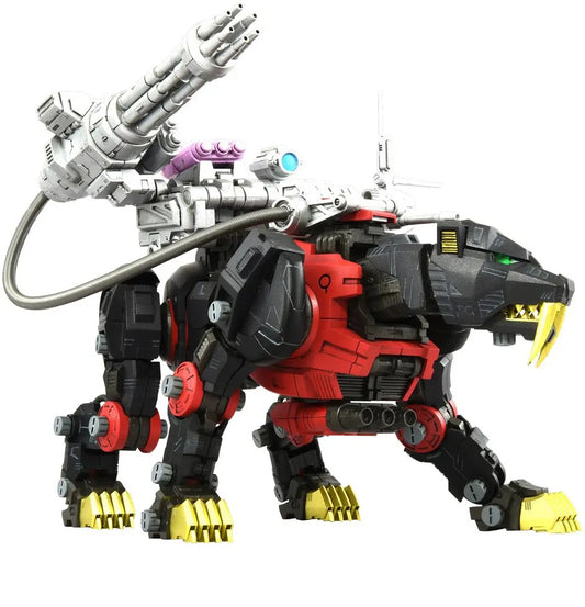 <p><strong>PRE-ORDER: Expected to ship in July 2027.</strong></p>
<p>From <em>Zoids</em> comes the Saber Tiger Schwarz Special as part of Takara Tomy's Realize Model series!</p>
<p>This 1/100 scale action plastic model kit highlights the Saber Tiger's powerful silhouette and mobility with extensive articulation for running, lunging, roaring, and attack poses. The cockpit hatch opens to reveal a pilot seat for the included Major Schwarz figure.</p>
<p>The back-mounted beam gatling unit faithfully recreates t
