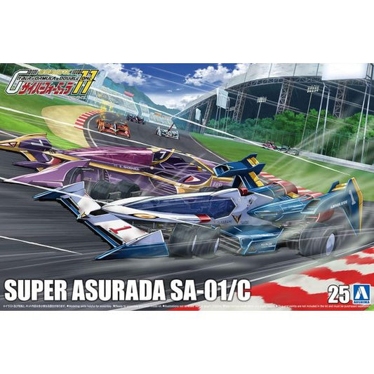 he Super Asurada SA-01/C, which has been subjected to the Minor Changed in the 2016 game of Super Asurada SA-01/C lineup. The Rally Mode mechanism has been discontinued to change the front wing and renewed design around the rear wing. The engine reproduced effects fan on the side of the body can be reproduced with the included parts for air brake deployment. The cockpit comes with a screwdriver figure of Hayato Kazami (unpainted); This is a plastic model that requires assembly and painting. Assembly and pai