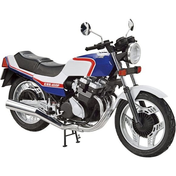 Aoshima Honda '81 NC07 CBX400F (Pearl Candy Blue & Pearl Shell White) 1/12 Scale Model Kit | Galactic Toys & Collectibles