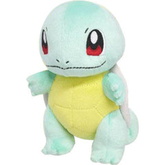 Squirtle is a small Pokemon that resembles a light blue turtle. While it typically walks on its two short legs, it has been shown to run on all fours in Super Smash Bros. Brawl. It has large brown eyes and a slightly hooked upper lip. Each of its hands and feet have three pointed digits. The end of its long tail curls inward. Its body is encased by a tough shell that forms and hardens after birth. This shell is brown on the top, pale yellow on the bottom, and has a thick white ridge between the two halves.