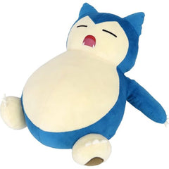 Snorlax is a huge, bipedal, dark blue-green Pokemon with a cream-colored face, belly, and feet. Its body is composed of mostly its belly, where most of its fat reserves accumulate. Its head is large, with small, pointed ears and two pointed teeth protruding from its lower jaw. It has large, hind feet with three claws and a circular brown paw pad, and its arms and five foreclaws are short. Snorlax is often found in mountains and forests. It wakes up only to eat and seldom for exercises. It is not a picky eat