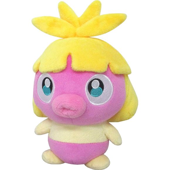 Smoochum joins Sanei Boueki's "Pokemon All Star Collection" of small-sized plush dolls! Its petite size makes it easy to display on shelves, car dashboards, or just about anywhere else you can think of.  He measures about 9.5cm (4") wide, 20cm (8") long, and 15cm (6") high.