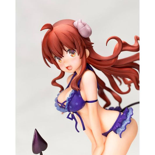 From the hit anime with an upcoming second season, The Demon Girl Next Door, Shadow Mistress Yuko, or “Shamiko” is now brought to life with a swimsuit look!

In continuation to the previous statue, this statue is based on an original illustration created by series illustrator Izumi Ito.

The adorable swimsuit with frills as well as the horns and tail that reveal her demonic ancestry are all faithfully recreated down to the finest detail. 

The base is sculpted with clear parts to recreate the waterfro