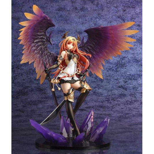 From the popular digital game "Rage of Bahamut," Dark Angel Olivia is back with updated packaging!

Olivia's gigantic wings and bold, yet highly detailed character design, are faithfully recreated by sculptor Koei Matsumoto! The illustrator Mushimaro was also involved in the creation process with designing details not shown in the original art and supervising the sculpting process, resulting in a dynamic and beautiful figure that stands over 30cm tall.

The hair, wings, and ornaments around the statue's