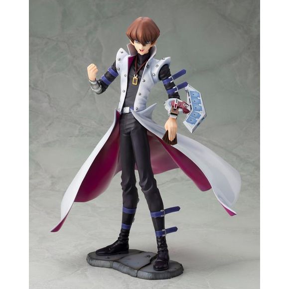 From the popular card game anime series, Yu-Gi-Oh!, an updated version of ARTFX J Seto Kaiba, the Duel with Destiny version, is here! While the original version of the statue portrays Seto Kaiba with a serious expression as he readies his Duel Disk, the Duel with Destiny version depicts Kaiba as he is often seen in the series - with a smirk full of confidence that he will win. 10.83 inches (27.50cm) tall.