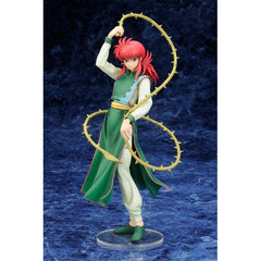 Kurama can be displayed holding either roses or his signature weapon- a rose thorn whip.

Kurama's appearance is re-created in exacting detail, from his red hair and green eyes down to all the details in his costume.

Standing approx 9 inches tall in 1/8 scale, Kurama has been beautifully sculpted by Takayuki.

Display alongside other YuYu Hakusho character statues from Kotobukiya.
The warrior and swordsman stands in a relaxed martial arts pose, his right arm extended as he focuses his supernatural e