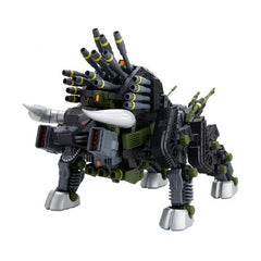 The heavily-armed Zoid with overpowering attack force.

The heavy assault Zoid created by the Helic Republic DIBISON joins the Zoids lineup with a wide variety of new decals!

The model’s unique form boasts an impressive range of articulation and flexibility on its hip and neck joints, allowing it to be displayed in a variety of dynamic action poses.

In addition to the original clear orange head cockpit, the kit also includes an additional clear part that can be customized with model paint.

Be sure to add