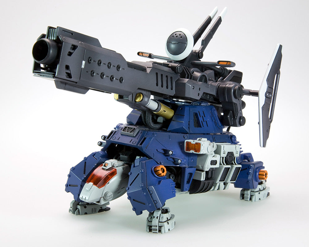 The variant model of the popular Cannon Tortoise, Buster Tortoise, has entered the battlefield in the HMM series!

Similar to Cannon Tortoise, an extra level of detail is added to this voluminous kit and its large 720mm Beam Cannon on its back is sure to please Zoids fans. Despite its small size, a multitude of weapons and parts can be equipped and adjusted on this model. This model comes with adjustable legs and an aquatic mode transformation, an HMM-original mode.
As is with the Recoil Control Spike on th