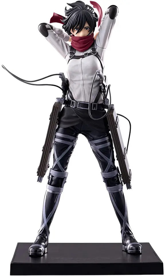 PRE-ORDER: Expected to ship in April of 2027.

Affordable, collectible, and fun! Mikasa Ackerman from Attack on Titan: The Final Season joins Kotobukiya’s OSHI WORKS figure series.

Mikasa is captured in a memorable Final Season appearance, tying her scarf over the lower half of her face as she prepares for battle. Her determined expression and restrained pose reflect the conflict and resolve that define her character during the final chapters of the series.

The figure is secured to its base with magnets,