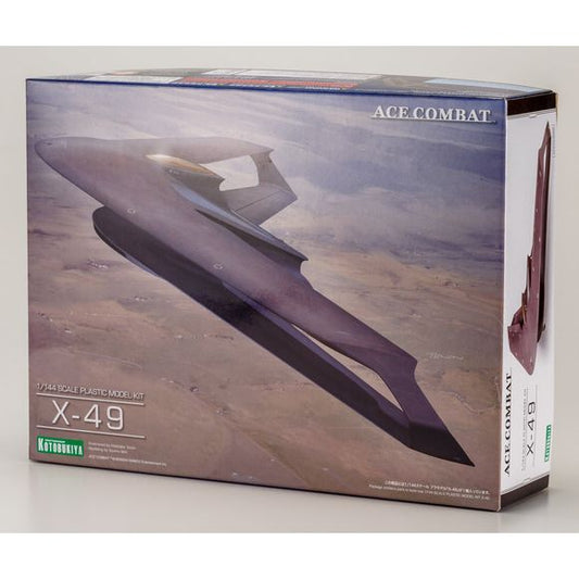 From the masterpiece flight shooting game series "ACE COMBAT," the next entry in Kotobukiya's model kit series is X-49! Utilizing the data from the game with cooperation from PROJECT ACES, this detailed recreation of the aircraft can be easily assembled with no glue required. X-49's unique box wing configuration is divided up into parts that can be snapped together without using glue. The landing gear and weapon bay can be displayed as opened or closed by changing out the parts, and the aircraft can be equi