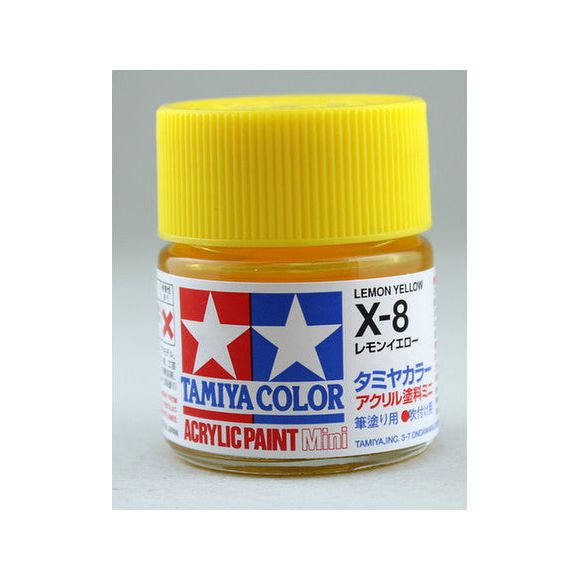 Tamiya Color Mini X-8 Lemon Yellow Acrylic Paint 10ml | Galactic Toys & Collectibles