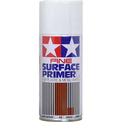 Tamiya Surface Primer is ideal for preparing your plastic model parts made of ABS and Styrene plastic for paint. The primer may also be used for metal parts. The white color primer is great for light color applications. Tamiya’s surface primers may also be wet sanded before paint is applied. Each can contain 180ml.

Continental US Shipping only.  No expedited shipping. Ground Transport only.