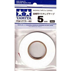 Tamiya Masking Tape is thin, very strong adhesive tape for modeling use. It even adheres well to uneven surfaces. It's ideal when sharp and crisp lines are required. This tape will not absorb paint color, or leave unsightly marks, making it perfect for use with painted or unpainted scale plastic or radio control models.  Width: 5mm  Length of roll: 20m