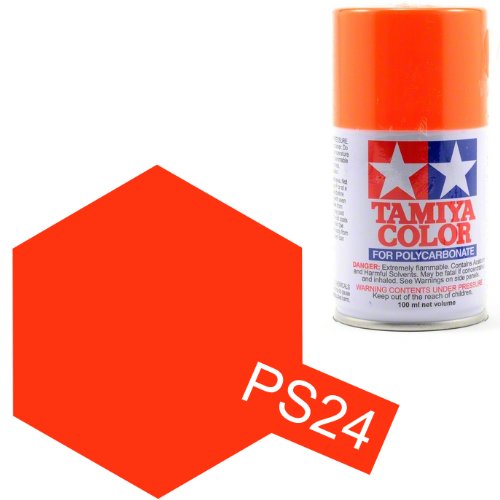 Tamiya Polycarbonate 86024 PS-24 Fluorescent Orange Spray Paint Aerosol 100ml | Galactic Toys & Collectibles