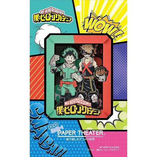 This kit allows you to assemble your own amazing scene featuring Izuku Midoriya and  Katsuki Bakugo from "My Hero Academia" (Boku no Hero Academia)! Includes laser-cut paper pieces and instructions. Some patience and glue will be needed, but the end result will be well worth it!