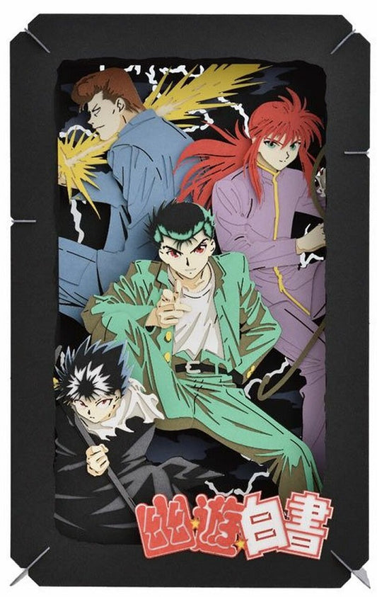 Create beautiful art by cutting gluing and building this beautiful paper theater. Depicting a scene from the popular series "YuYu Hakusho"!