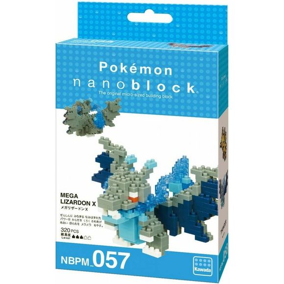 Nanoblock is a micro-sized building block designed in japan since 2008. Fun to build, Attractive to display, interesting to collect. a piece of nanoblock is the start of infinite creativity. Mega Charizard X from Nanoblock's Pokémon Collection Series stands approximately 2.4" tall and has 200 pieces