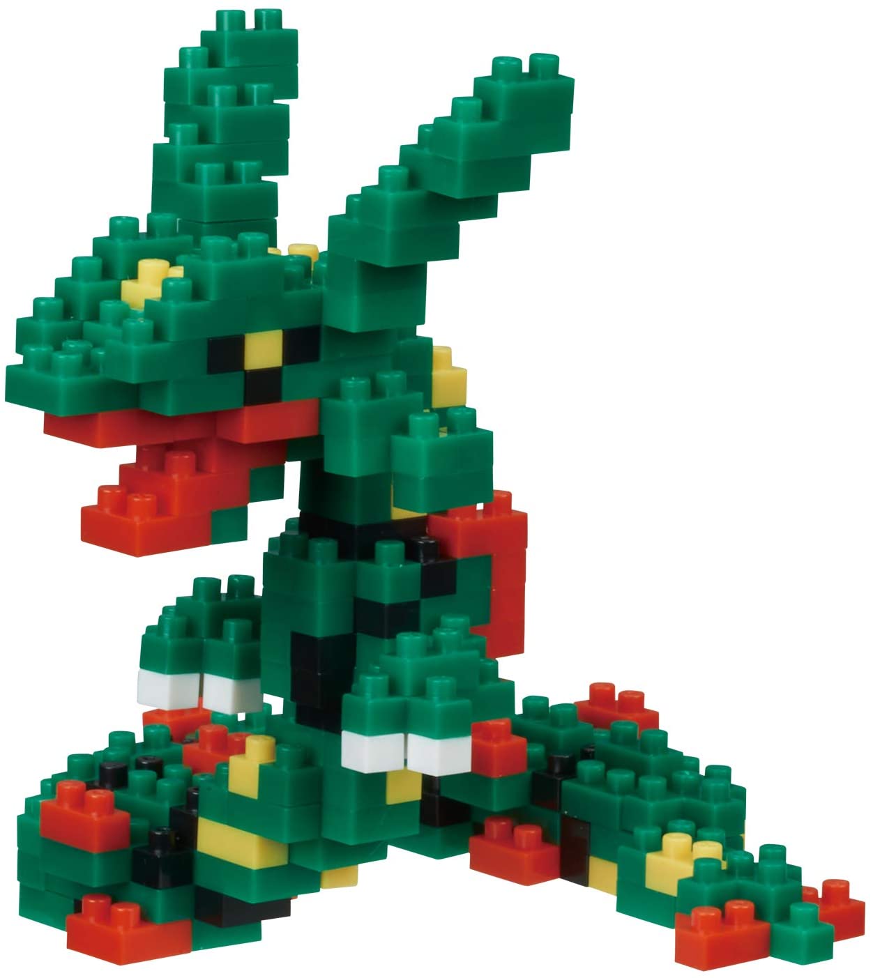 Nanoblock is a micro-sized building block designed in japan since 2008. Fun to build, Attractive to display, interesting to collect. a piece of nanoblock is the start of infinite creativity. Rayquaza from Nanoblock's Pokémon Collection series stands approximately 3.1" tall and has 240 pieces.