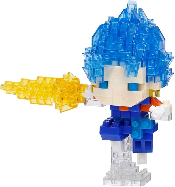 Super Saiyan God Super Saiyan Vegito from Nanoblock's Dragon Ball Series stands approximately 2.59" tall and has 170 pieces
Difficulty level is 3