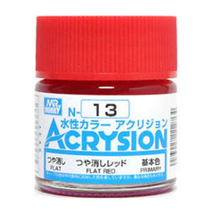 Gunze MR. Hobby Aqueous Acrysion Color N13 Flat Red 10mL Acrylic Model Paint | Galactic Toys & Collectibles