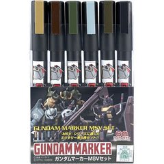 This set of six paint markers from GSI Creos is perfectly matched to the colors seen in "Gundam MSV" (Mobile Suit Variations)! They'll make it easy and fun to paint your Gundam model kits in accurate colors. Six paint markers are included:

MSV Dark Yellow
MSV Red Brown
MSV Dark Green
MSV Light Blue
MSV Brown Green
MSV Dark Gray
Order yours now!
