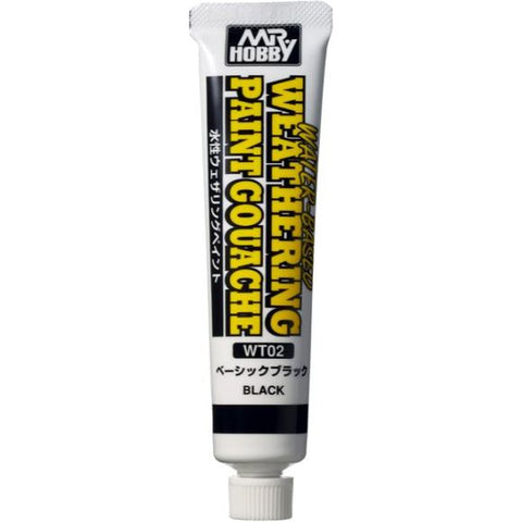 GSI Creos Mr. Hobby Weathering Paint Gouache WT02 Basic Black 20ml Tube | Galactic Toys & Collectibles