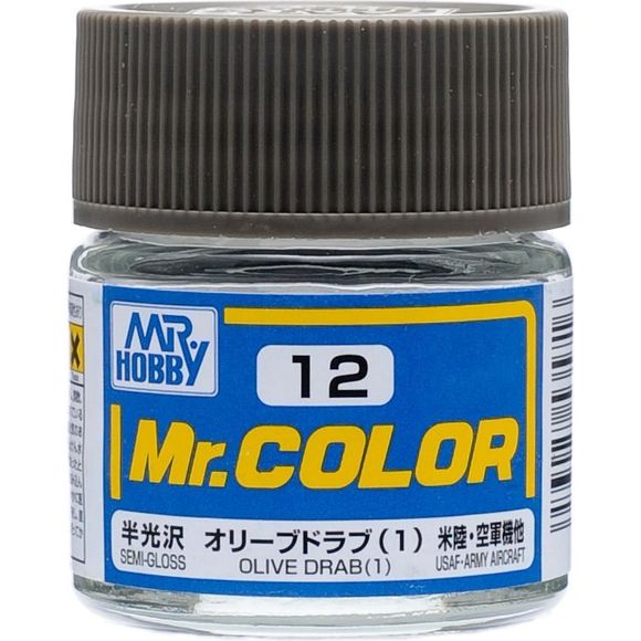 GSI Creos MR. Hobby Mr Color C12 Semi-Gloss Olive Drab 10mL Paint | Galactic Toys & Collectibles