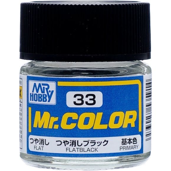 GSI Creos MR. Hobby Mr Color C33 Flat Black 10mL Primary Paint | Galactic Toys & Collectibles