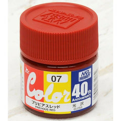 Special 40th Anniversary re-release color of the Previous Red. Mr Color paint, suitable for hand brushing & airbrushing, with good adhesion & fast drying is one of the finest scale modelling / hobby paints available. Solvent-based Acrylic, thin with Mr Color Thinner or Mr Color Levelling Thinner. Treat paint as a lacquer.  10ml screw top bottle.

1 - 2 coats are recommended when brush painting
2 - 3 coats when using an air brush - after diluting to a ratio of 1 (Mr.Color) : 1-2 (Mr. thinner).
Mix in 5 -