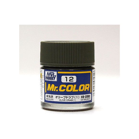 GSI Creos MR. Hobby Mr Color MR-012 Olive Drab (1) 10mL Primary Gloss Paint | Galactic Toys & Collectibles