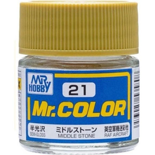 Mr Color paint, suitable for hand brushing & airbrushing, with good adhesion & fast drying is one of the finest scale modelling / hobby paints available. Solvent-based Acrylic, thin with Mr Color Thinner or Mr Color Levelling Thinner. Treat paint as a lacquer. 10ml screw top bottle.

1 - 2 coats are recommended when brush painting
2 - 3 coats when using an air brush - after diluting to a ratio of 1 (Mr.Color) : 1-2 (Mr. thinner).
Mix in 5 - 10% of Flat Base to make glossy colors semi-glossy.
Mix in 10 - 20%