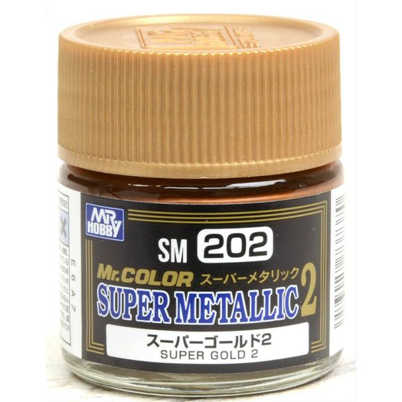 The SUPER METALLIC Series is a very new metallic paint, which uses high class fine metallic particles. The base material used is the same as that of Mr. COLOR. However, the exclusive metallic particles allow for a finished surface that replicates the look of metal. Solvent-based Acrylic, thin with Mr Color Thinner or Mr Color Levelling Thinner. For airbrush painting, dilute paint with thinner to a ratio of 1 paint : 1 ~ 2 thinner.  Treat paint as a lacquer. 10ml screw top bottle.

Continental US Shipping