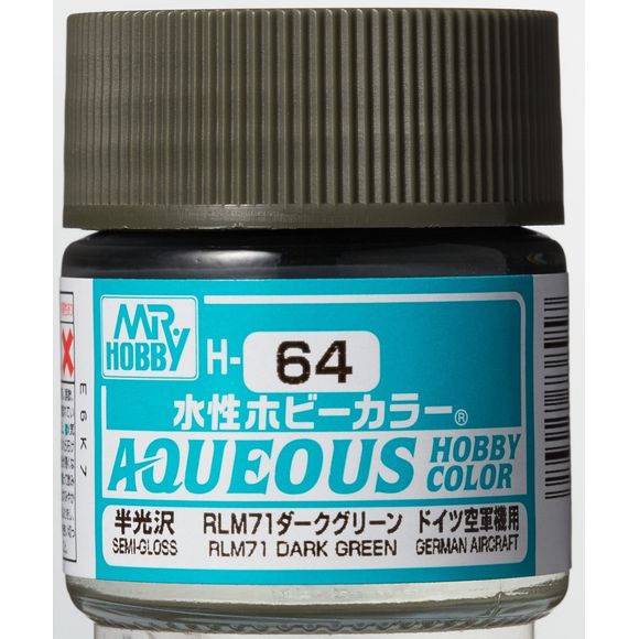 GSI Creos Mr. Hobby Mr Color Aqueous H64 RLM71 Dark Green 10mL Semi-Gloss Paint | Galactic Toys & Collectibles