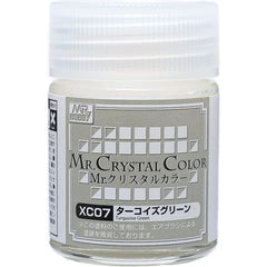 Mr. Crystal Color can offer a totally different dimension of metallic sense from existing pearl paint or metallic paint. The pearl color shows up in different shades depending on whether the base color is black or white. Moreover, when clear paint is used for over coating, an extra special metallic texture can be achieved. XC06 Crystal Color Turquoise Green. 18ml Bottle. Continental USA Shipping only, unable to ship expedited on this product.