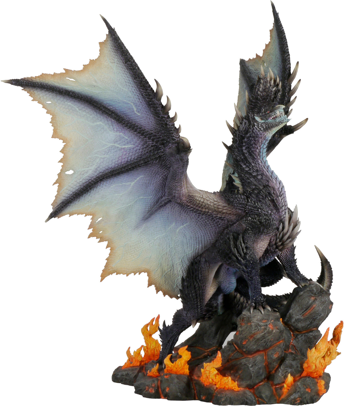 Originally released to observe the 20th anniversary of the "Monster Hunter" game series, Capcom's "Figure Builder Creators Model" of the Blazing Black Dragon Alatreon is back! The entire body of this formidable beast is covered with sharp scales, which ruthlessly tear apart everyone it touches. 

Measures approximately 13 inches tall, 12 inches wide, and 9 inches deep