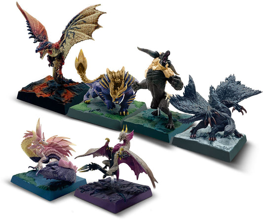 Capcom brings us a new series of collectible figures in the "Monster Hunter Collection Gallery"! This series reproduces popular monsters from the "Monster Hunter" games in the perfect size to fit in the palm of your hand. Each one comes with a base. There are six different beasts to collect and trade, and you will receive all 6!

[Lineup]:
Lioleus
Tamamitsune
Gore Magala
Malzena
Magai Magado
Enraged Rajan