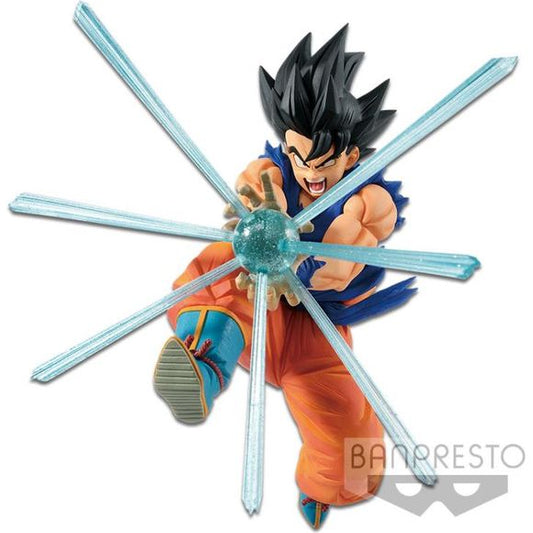 Goku jumps into the G x Materia figure line posed to perform his iconic attack! This figure is the perfect addition to any Dragon Ball figure collection.
