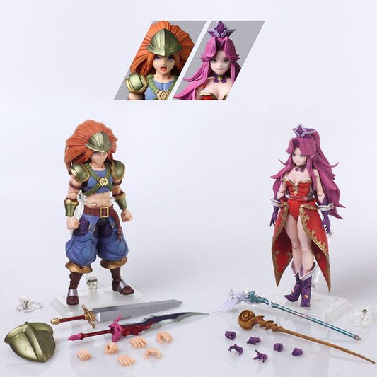 From Trials of Mana, the action RPG masterpiece that was first released in 1995 and reimagined during its 25th anniversary this year as a full remake, arrive Duran, a proud young soldier from Valsena, Kingdom of the Plains, and Angela, the princess of Altena, Kingdom of Magicians, together as a set!