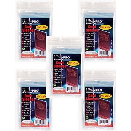 Ultra Pro 100 Pcs Soft Card Sleeves 2 5/8 x 3 5/8 Inches Standard Size - 5 Pack | Galactic Toys & Collectibles