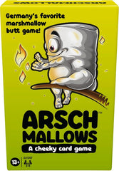 Find out why the Arschmallow game is Germany’s favorite marshmallow butt game! In this light strategy card game, the lower the points, the sweeter the score! Collect the cards with the lowest values. Each player starts with 6 facedown cards. They can quickly peek at 2, but the rest are a mystery. Throughout the round, players try to find out what point value is hidden among their cards, as they strategize to get cards with the lowest points. Use Action cards to sabotage friends or gain extra turns. The play