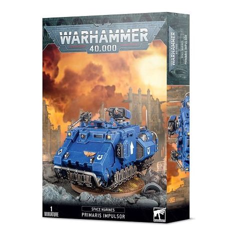 This kit builds 1 Primaris Impulsor. The kit comprises 108 components and includes all of the Impulsor's weapons and wargear options. The model comes supplied with a Citadel 100mm round base and clear hover stand upon which to mount it, as well as an Ultramarines Vehicle Transfer Sheet.