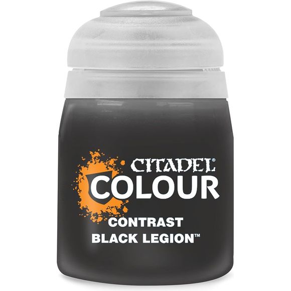 Games Workshop Citadel Contrast Paint: Black Legion (18ml)

Contrast is a revolutionary paint that makes beautiful painting simple and fast. Each Contrast paint, when applied over a light Contrast undercoat, gives you a vivid base and realistic shading all in a single application.
Pot size: 18ml
Bases, shades, and highlights your models with a single application
Water-based formula