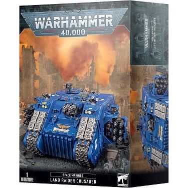 Contains 124 pieces to make either a Land Raider Crusader or a Land Raider Redeemer. The tank can be equipped with an array of weaponry including a twin-linked assault cannon, frag launchers and hurricane bolter sponsons, and the kit also contains a multi-melta and two flamestorm cannons. Models come unpainted. Some assembly may be required. Glue, paints, and supplies sold separately.