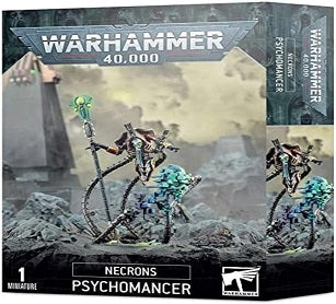 This 28-part plastic kit makes one Necron Psychomancer for use in games of Warhammer 40,000. It comes supplied with a 40mm Citadel Round base.