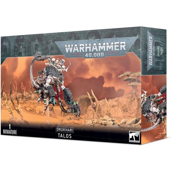 This multi-part plastic kit contains 89 components with which to make one Drukhari Talos Pain Engine or one Cronos Parasite Engine.
