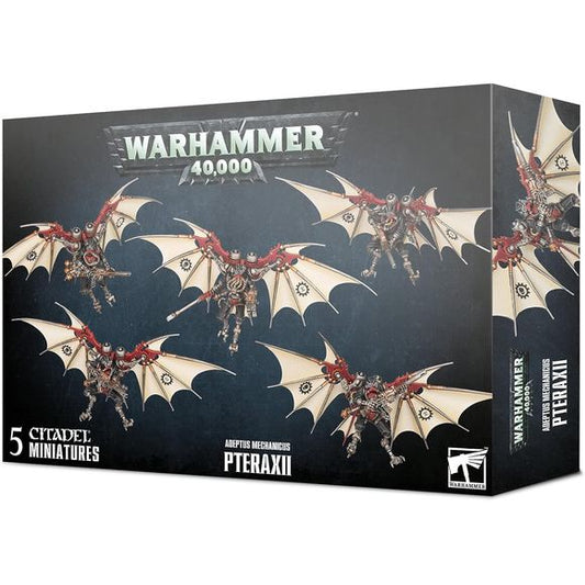 This kit is supplied in 115 plastic components and is supplied with 5 Citadel 40mm Round Bases and flying stems. Also included is an Adeptus Mechanicus transfer sheet.