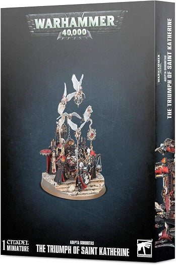 Contains 85 plastic components and a sculpted Citadel 120mm Oval Base to mount Saint Katherine's body and the chosen representatives of the six Matriarchs. Models come unpainted. Some assembly may be required. Glue, paints, and supplies sold separately.