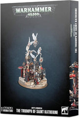 Contains 85 plastic components and a sculpted Citadel 120mm Oval Base to mount Saint Katherine's body and the chosen representatives of the six Matriarchs. Models come unpainted. Some assembly may be required. Glue, paints, and supplies sold separately.